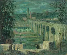 High Bridge at Night, New York City, c. 1910/1920. Creator: Ernest Lawson