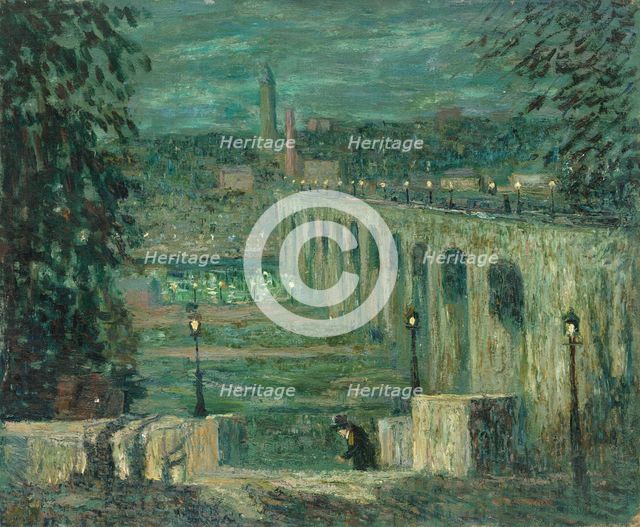 High Bridge at Night, New York City, c. 1910/1920. Creator: Ernest Lawson.