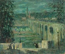 High Bridge at Night, New York City, c. 1910/1920. Creator: Ernest Lawson