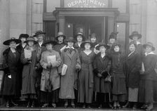 High Cost of Living - Investigators at Labor Dept. Miss Dorthea C. Davis; Mrs. Minnie E...., 1917. Creator: Harris & Ewing