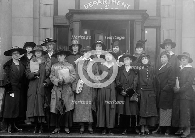 High Cost of Living - Investigators at Labor Dept. Miss Dorthea C. Davis; Mrs. Minnie E...., 1917. Creator: Harris & Ewing.