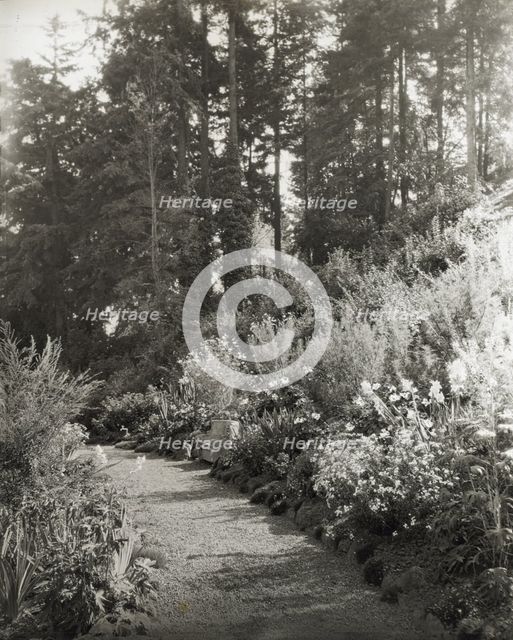 "High Hatch," Thomas Kerr garden, SW Military Lane, Portland, Oregon, 1923. Creator: Frances Benjamin Johnston.