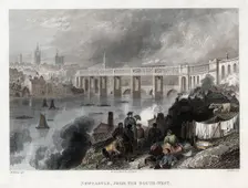High Level Bridge over the Tyne at Newcastle, 1849. Creator: Thomas Abiel Prior