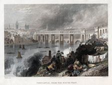 High Level Bridge over the Tyne at Newcastle, 1849. Creator: Thomas Abiel Prior