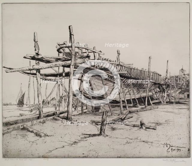 High Noon in the Boat Yard, Rye, 1909. Creator: Martin Hardie.