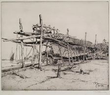 High Noon in the Boat Yard, Rye, 1909. Creator: Martin Hardie