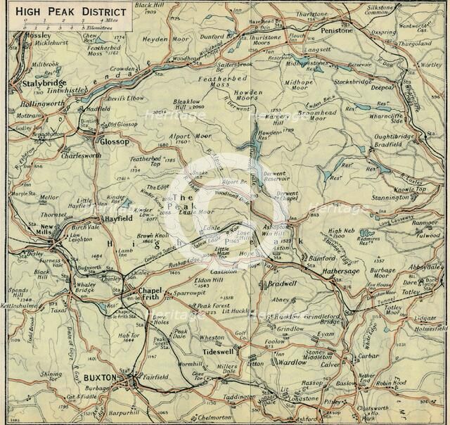'High Peak District', c20th Century. Artist: John Bartholomew.