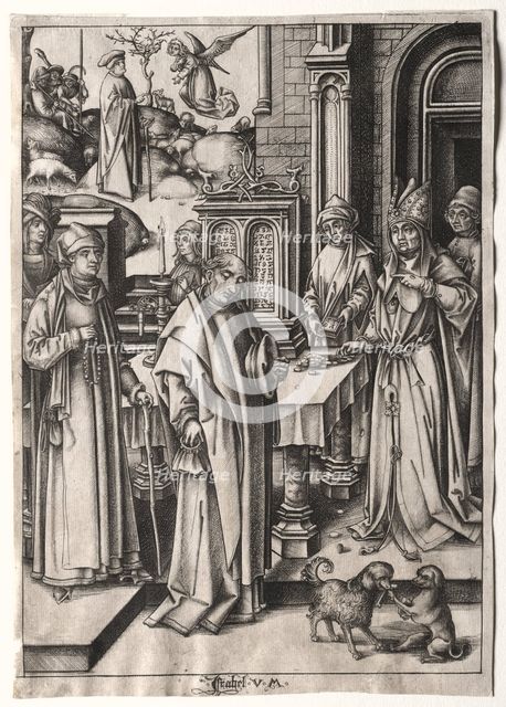 High Priest Rejecting the Offering of Joachim. Creator: Israhel van Meckenem (German, c. 1440-1503).