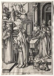 High Priest Rejecting the Offering of Joachim. Creator: Israhel van Meckenem (German, c. 1440-1503)