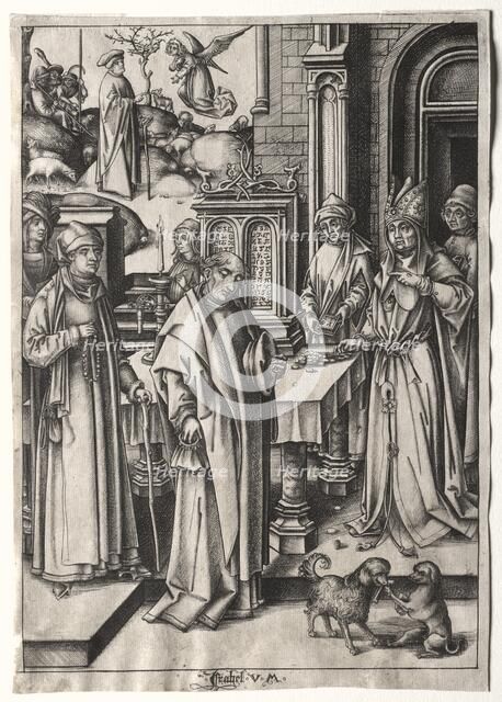 High Priest Rejecting the Offering of Joachim. Creator: Israhel van Meckenem (German, c. 1440-1503).