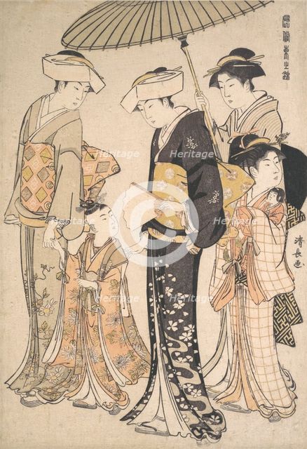 High-Ranking Samurai Girl with Four Attendants, from the series A Brocade of Eastern M..., ca. 1784. Creator: Torii Kiyonaga.