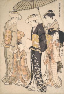 High-Ranking Samurai Girl with Four Attendants, from the series A Brocade of Eastern M..., ca. 1784. Creator: Torii Kiyonaga
