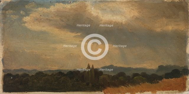 High sky above the landscape, exercise, 1854. Creator: Werner Holmberg.