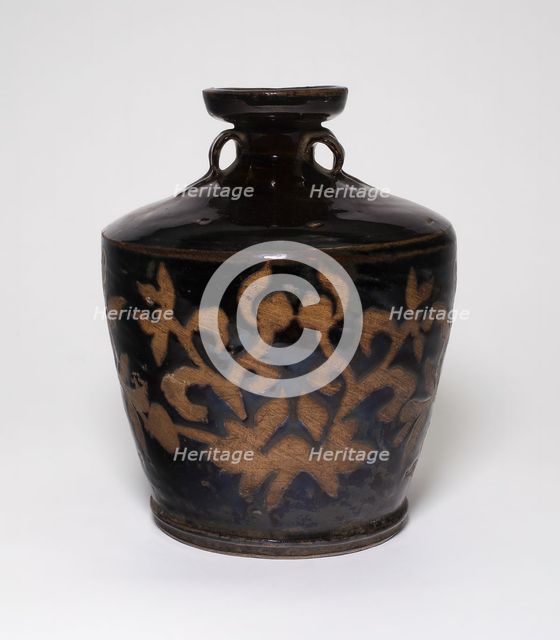 High Shouldered Jar with Loop Handles and Reserved Decoration...,  Song dynasty (960-1279) or later. Creator: Unknown.