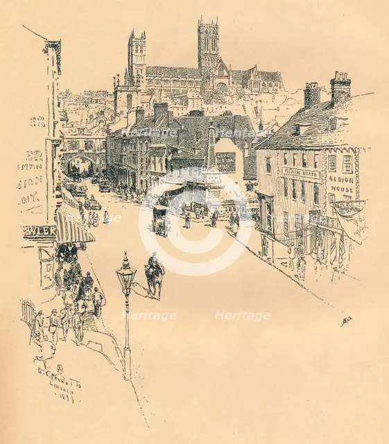 'High Street, Lincoln', 1899. Artist: Ernest Clifford Peixotto.