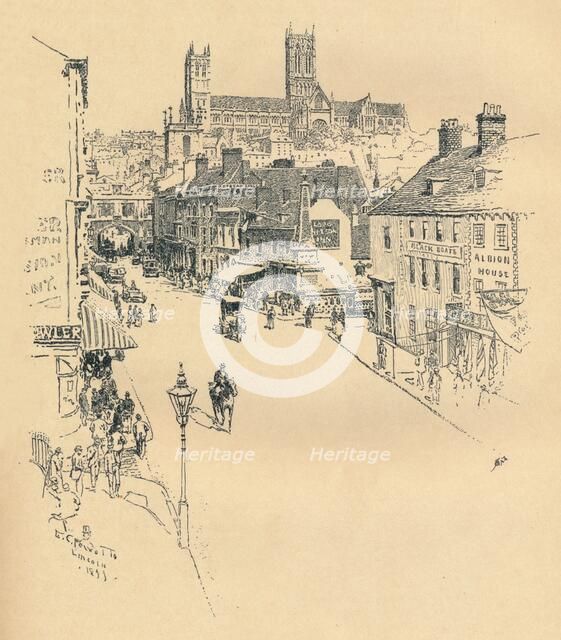 'High Street, Lincoln', 1899. Artist: Ernest Clifford Peixotto.