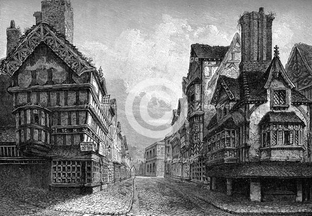 High Street, Shrewsbury, 1825 (1893). Artist: Unknown
