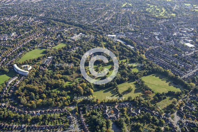 Highbury Park, gardens and landscape park to Highbury Hall, Birmingham, 2024. Creator: Damian Grady.