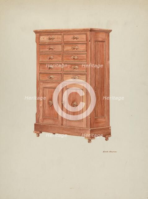 Highboy (Chest of Drawers), c. 1940. Creator: Edith Towner.