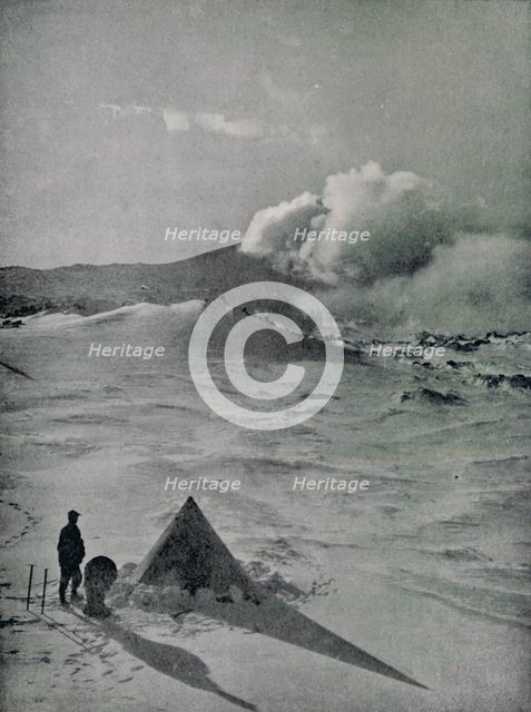 'Highest Camp in Antarctica - Active Crater', c1912, (1913). Artist: Raymond E Priestley.
