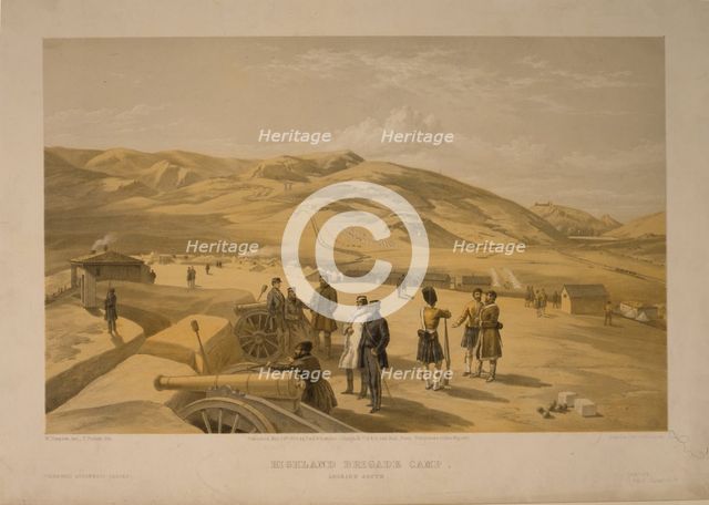 Highland Brigade camp, 1855. Artist: Simpson, William (1832-1898)