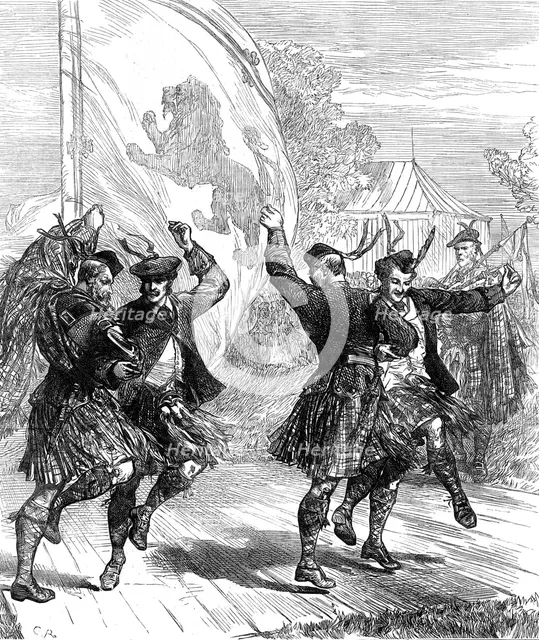 Highland dancing at the Crystal Palace, 1872. Creator: C. R..