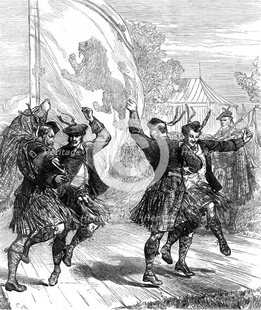 Highland dancing at the Crystal Palace, 1872. Creator: C. R..