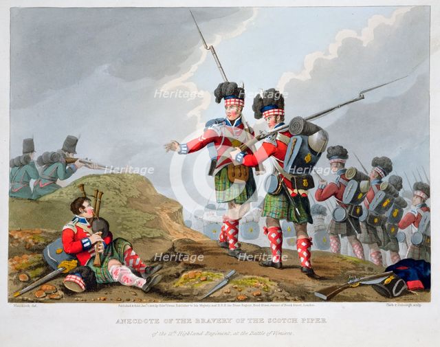 Highland troops at the Battle of Vimeiro, Peninsular War, 1808 (1816). Creators: Matthew Dubourg, John Heaviside Clark.