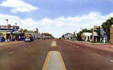 Highway US 66 through Tucumcari, New Mexico, USA, 1952