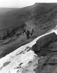 Hikers on Stanage Edge, Hathersage, Derbyshire, 1964. Creator: Michael Walters