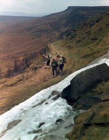 Hikers on Stanage Edge, Hathersage, Derbyshire, 1964. Creator: Michael Walters