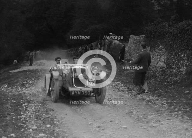 Hillman Aero Minx competing in a motoring trial, Nailsworth Ladder, Gloucestershire, 1930s.. Artist: Bill Brunell.