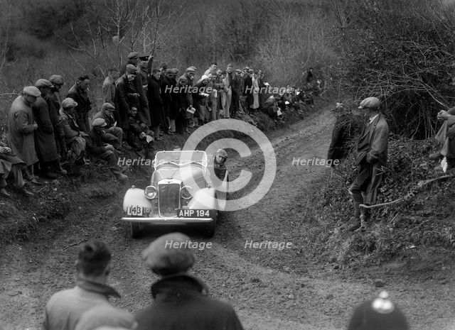 Hillman Aero Minx of V Wherry competing in the MCC Lands End Trial, 1935. Artist: Bill Brunell.