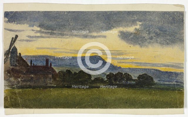 Hilly Landscape at Sunset, c. 1830. Creator: Unknown.