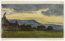 Hilly Landscape at Sunset, c. 1830. Creator: Unknown