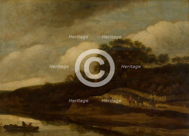 Hilly Landscape beside a Stream, c1630-1680. Creator: Guillaume du Bois.