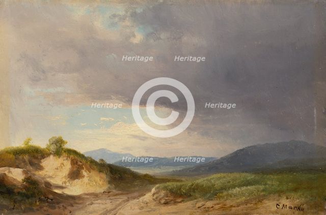 Hilly landscape with cloudy skies, 1840-1860. Creator: Karol Marko.