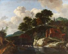 Hilly Landscape with a Watermill, c1670. Creator: Jacob van Ruisdael