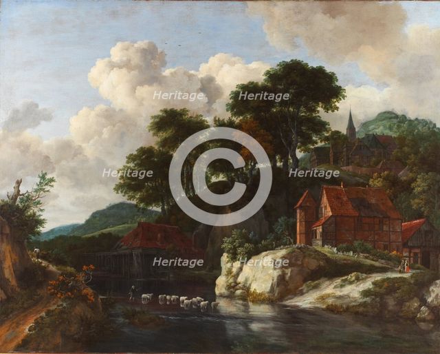 Hilly Landscape with a Watermill, c1670. Creator: Jacob van Ruisdael.