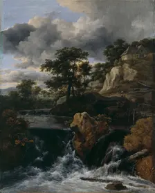 Hilly landscape with a waterfall. Artist: Ruisdael, Jacob Isaacksz, van (1628/29-1682)
