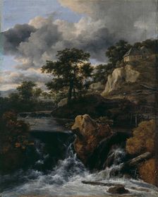 Hilly landscape with a waterfall. Artist: Ruisdael, Jacob Isaacksz, van (1628/29-1682)
