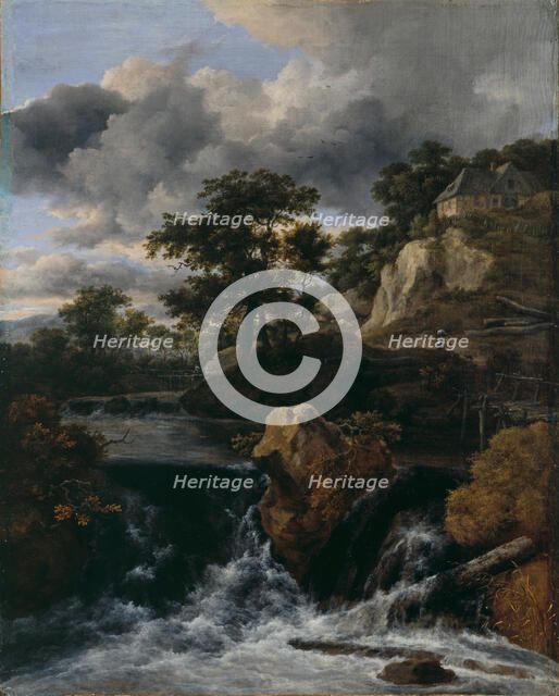 Hilly landscape with a waterfall. Artist: Ruisdael, Jacob Isaacksz, van (1628/29-1682)