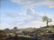 Hilly Landscape with a High Road, 1660-1672. Creator: Adriaen van de Velde