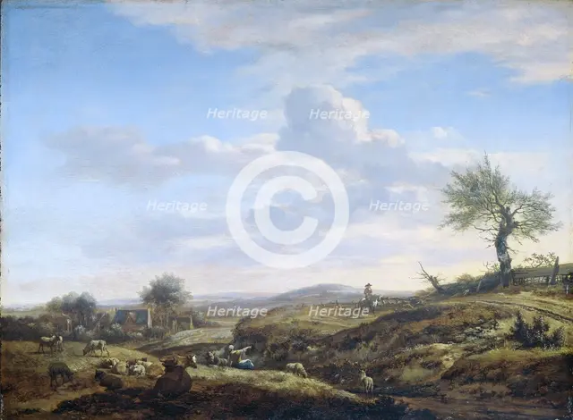 Hilly Landscape with a High Road, 1660-1672. Creator: Adriaen van de Velde.