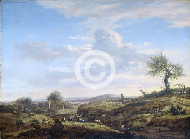 Hilly Landscape with a High Road, 1660-1672. Creator: Adriaen van de Velde.