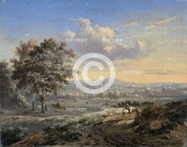Hilly Landscape with a Rider on a Country Road, 1655-1684. Creator: Jan Wijnants.