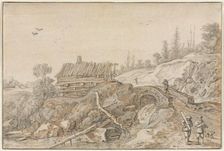 Hilly Landscape with Hut Beside a Stream, 1627. Creator: van de Velde Esaias (Dutch, 1587-1630)