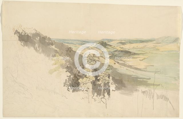 Hilly Landscape with Landsberg Castle, 1830/1836. Creator: Carl Wagner.
