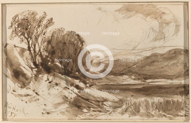 Hilly Landscape with Trees, 1855. Creator: William Hart.