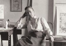 Hilma af Klint in her studio at Hamngatan, Stockholm, c. 1895. Creator: Anonymous